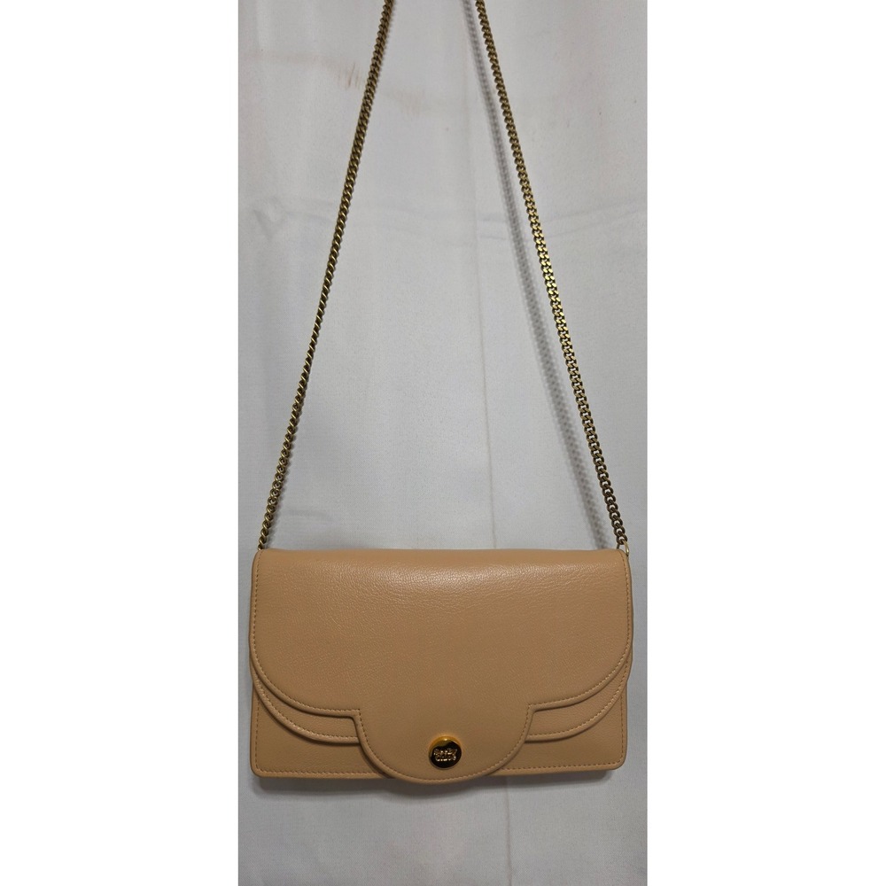 See By Chloe Polina Beige Pebbled Leather Chain Wallet Crossbody Bag Clutch